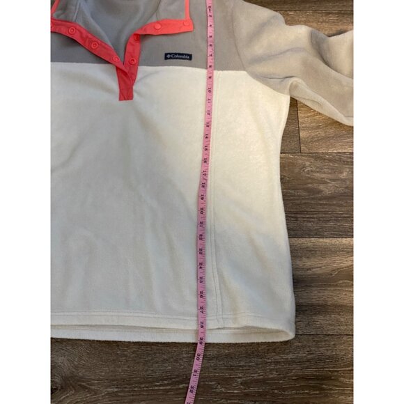 COLUMBIA WOMENS FLEECE PULLOVER SWEATER PLUS SIZE 1X MOCK NECK SNAP BUTTONS GREY - Picture 7 of 10